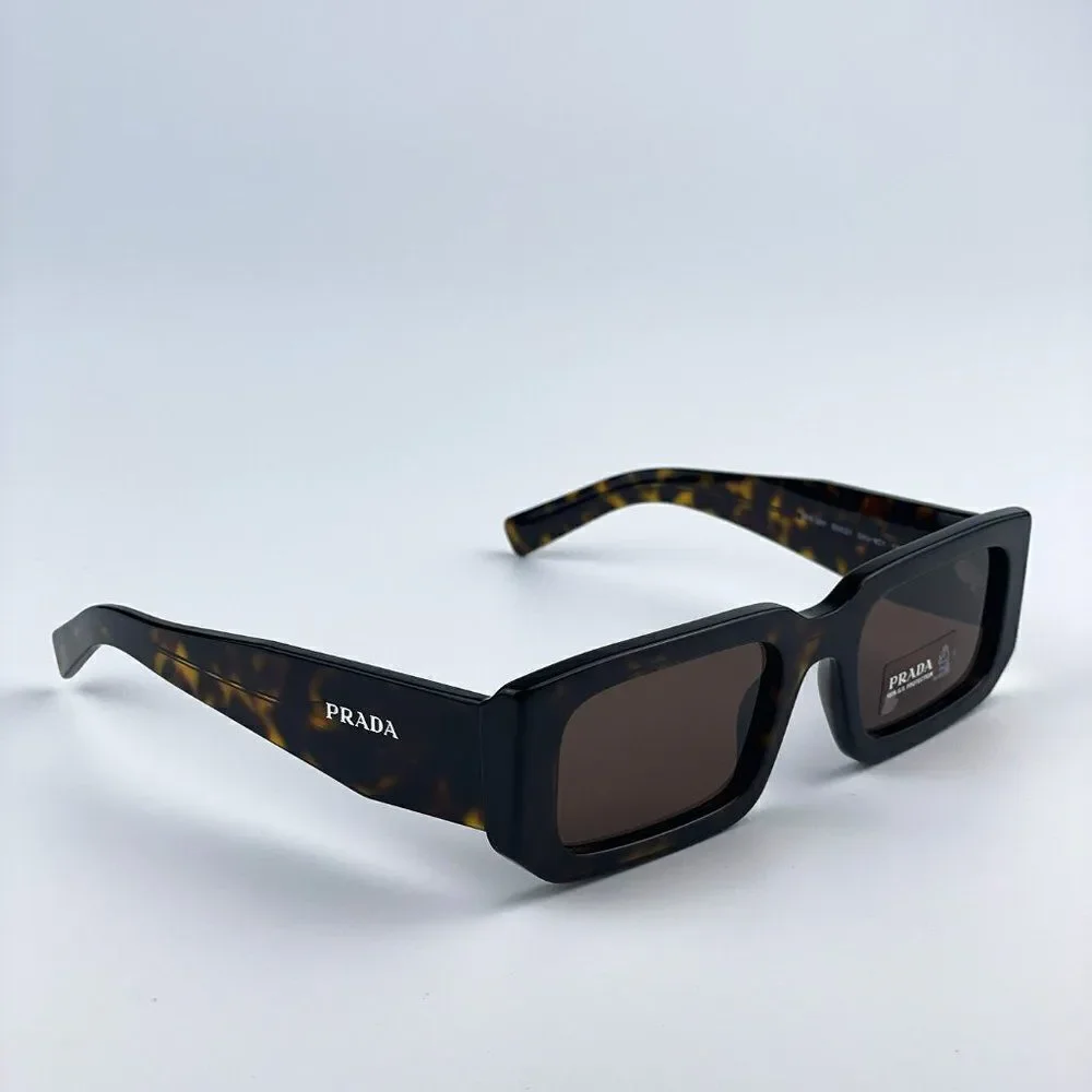 NEW Prada PR06YS 2AU8C1 Havana Tortoise Dark Brown Rectangle Unisex Sunglasses